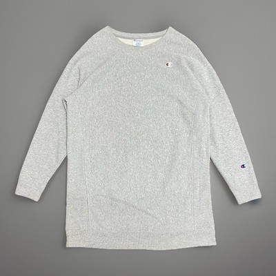 Champion Reverse Weave Sweatshirt Large grau schwer lang Rundhalsausschnitt