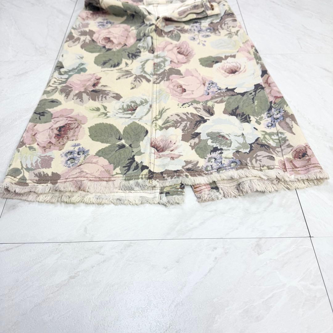 Junya Watanabe Comme des Garcons Denim Floral Skirt S Off White Ivory Multicolor thumbnail 4