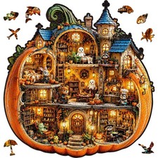 237 Piece Wooden Jigsaw Puzzle Halloween Pumpkin Ghost Dollhouse Toy