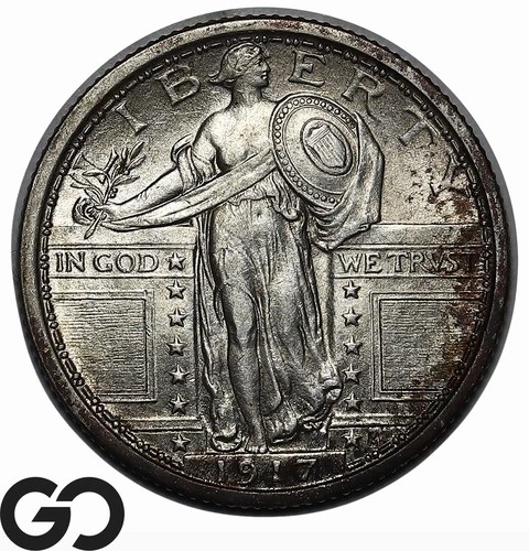 1917 Standing Liberty Quarter Type 1, Full Head, Choice BU FH
