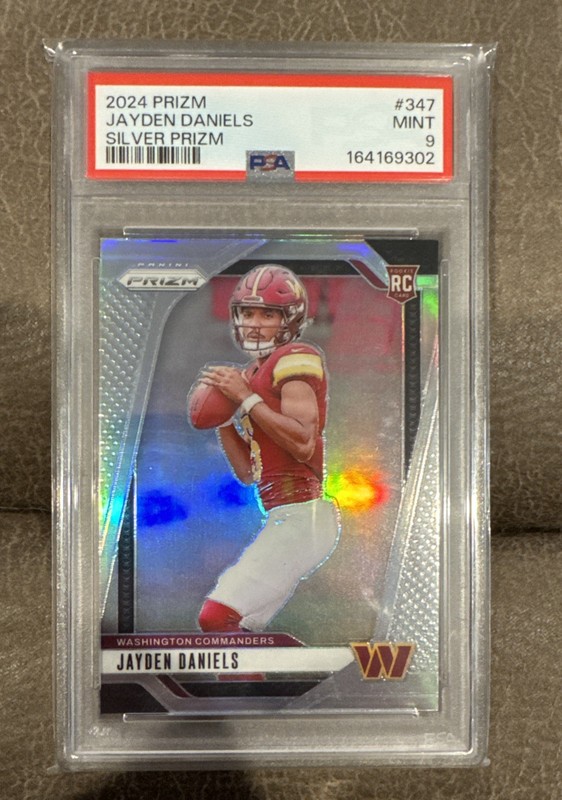 2024 Panini Silver Prizm #347 Jayden Daniels Commanders RC Rookie PSA 9