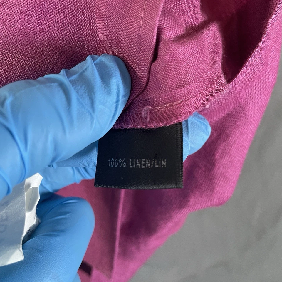 LAFAYETTE 148 100% Linen Shirt Women's Size 12 Short Sleeve Button Up Purple - Image 4 of 4