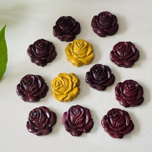 Natural Mookaite Jasper Quartz rose flowers hand carved crystal healing 1PC - Picture 8 of 17