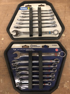 Kobalt Standard & Metric Lot of 2 7 Piece Combination Wrench Set 0338604 0338606