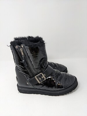 UGG Australia Blaise Black Patent Short Leather Boots Size 6 US | eBay