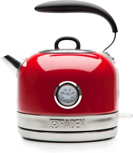 Haden Jersey Red Kettle - 1.5L Electric Kettle with Indicator Light & Temperatur