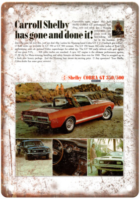 Vintage 1968 Shelby Cobra GT 350 & GT 500 Ad Retro Look Metal Sign A7792