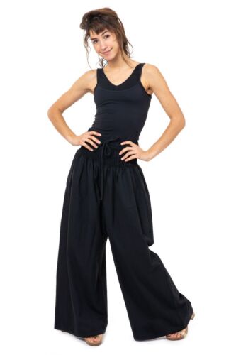 Pantalon large elastique bouffant femme noir Mia - Neuf - Picture 1 of 4