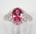 3Ct Oval Lab Created  Pink Tourmaline Halo Weeding Ring 14K White Gold Finish