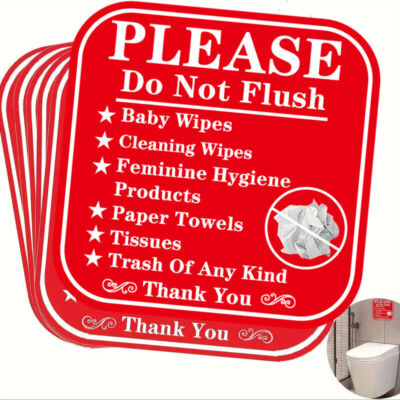 12Pcs Please Do Not Flush Sign Decals Toilet Sign for Bathroom Toilet Warning