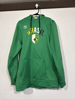 Umbro Brasil Adult Medium Pull Over Hoodie Green 100% Polyester