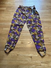 VINTAGE NWT Chaus Sport Stirrup Pants Ski Pants Women  s Size Large Floral Fruit