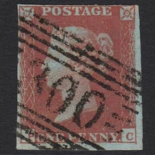 T49_05 GB QV 1841 1d RED-BROWN PLATE 126 SG8 'PC' FU ST ANDREW'S (300) NR 4M