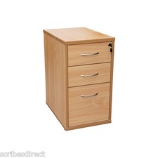 Lite Desk High 3 Drawer Mobile PedestaL Beech, White or Oak Finishes LOCKABLE