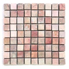 DIVERO 1 Fliesenmatten Naturstein Marmor Mosaikfliesen creme/rosa 29 x 29 cm