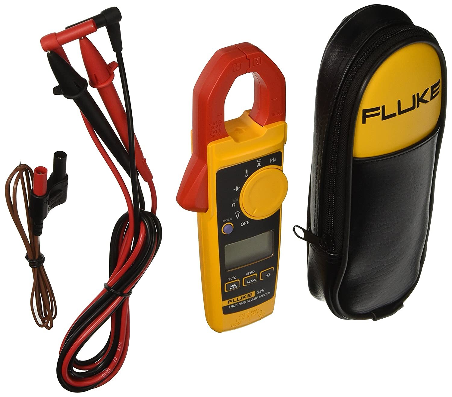 Fluke 325 TrueRMS AC/DC Clamp Meter, Temperature Probe, Leads & C23