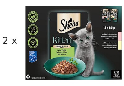 (  11,74 /kg) SHEBA Kitten in Sauce Feine Vielfalt mit Lachs und Huhn: 24 x 85 g