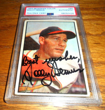 1953 Bowman Color Baseball #85 Solly Hemus CARDINALS Autographed PSA/DNA D. 2017