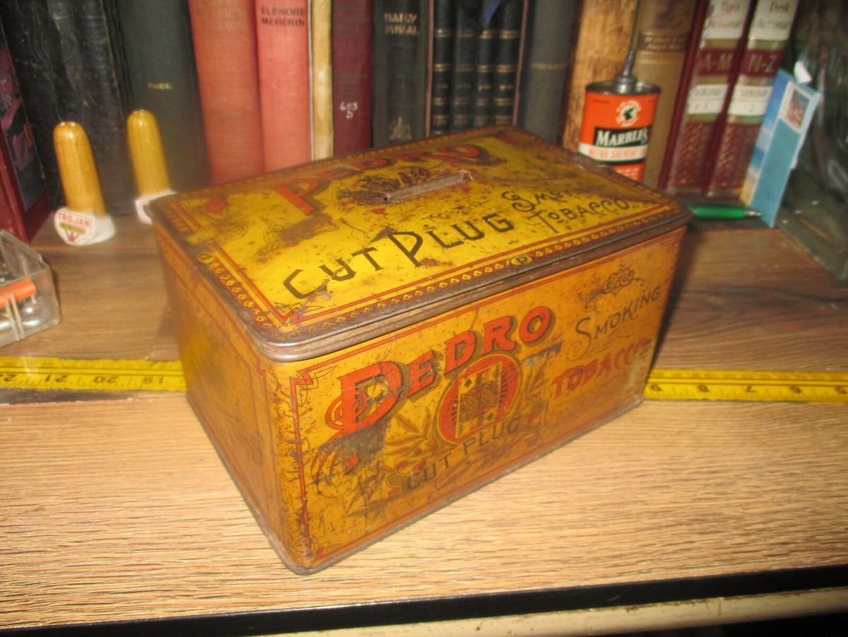 pedro tobacco tin Antique Cut Plug Litho Lunch Pail Tin Can Sold at Auction: PEDRO &