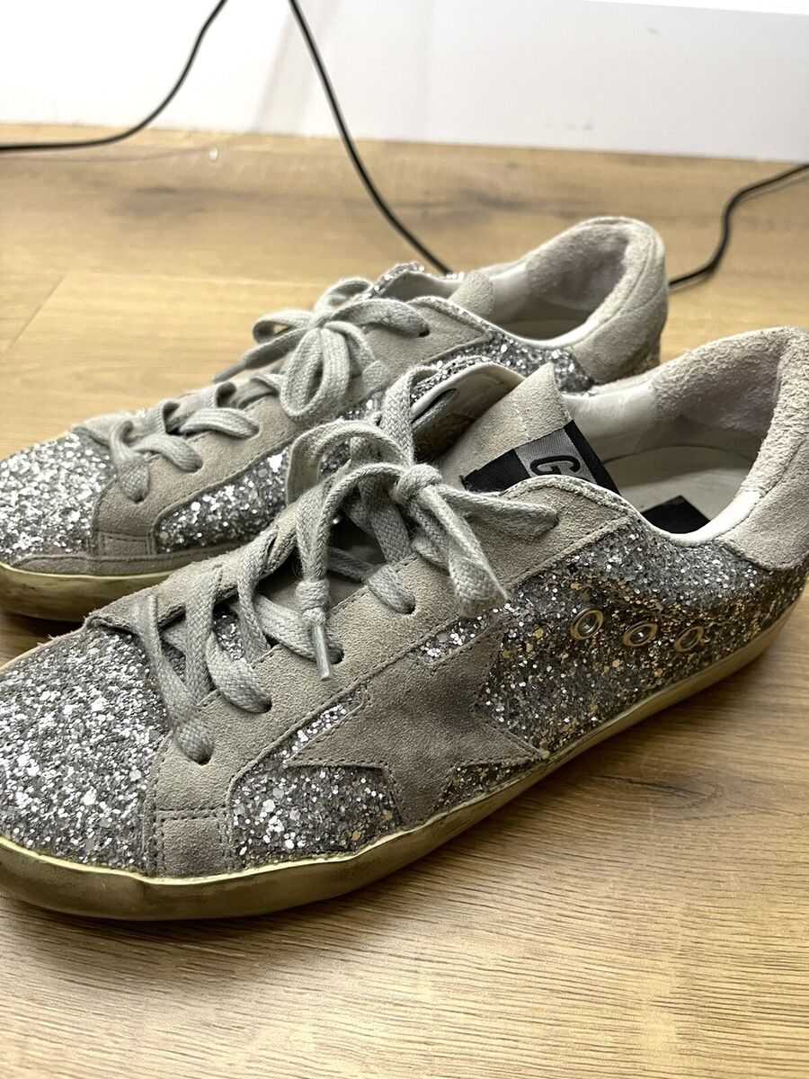 $600 Golden Goose Superstar 37 Sneakers Shoes Glitter Sequin $600 Golden Goose Superstar 37 Sneakers Shoes Glitter Sequin