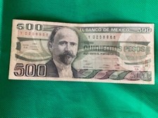 Mexican $500 Pesos Bank Note 1984 FRANCISCO I MADERO Nice Condition #54B