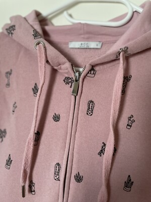 EDC Sweat Jacke S 🌸 Reißverschluss Kapuze Volant Rosa
