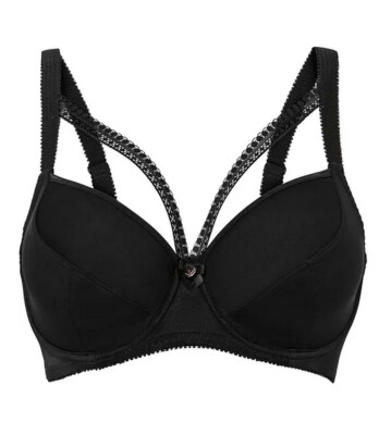 Bügel BH schwarz mit edlem Zierband am Dekollete Cup C Größe 75 - 105 neu 42049