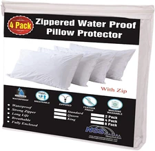 Niagara Sleep Solution 4 Pack Waterproof Pillow Protectors Queen 20X30 Inches Li