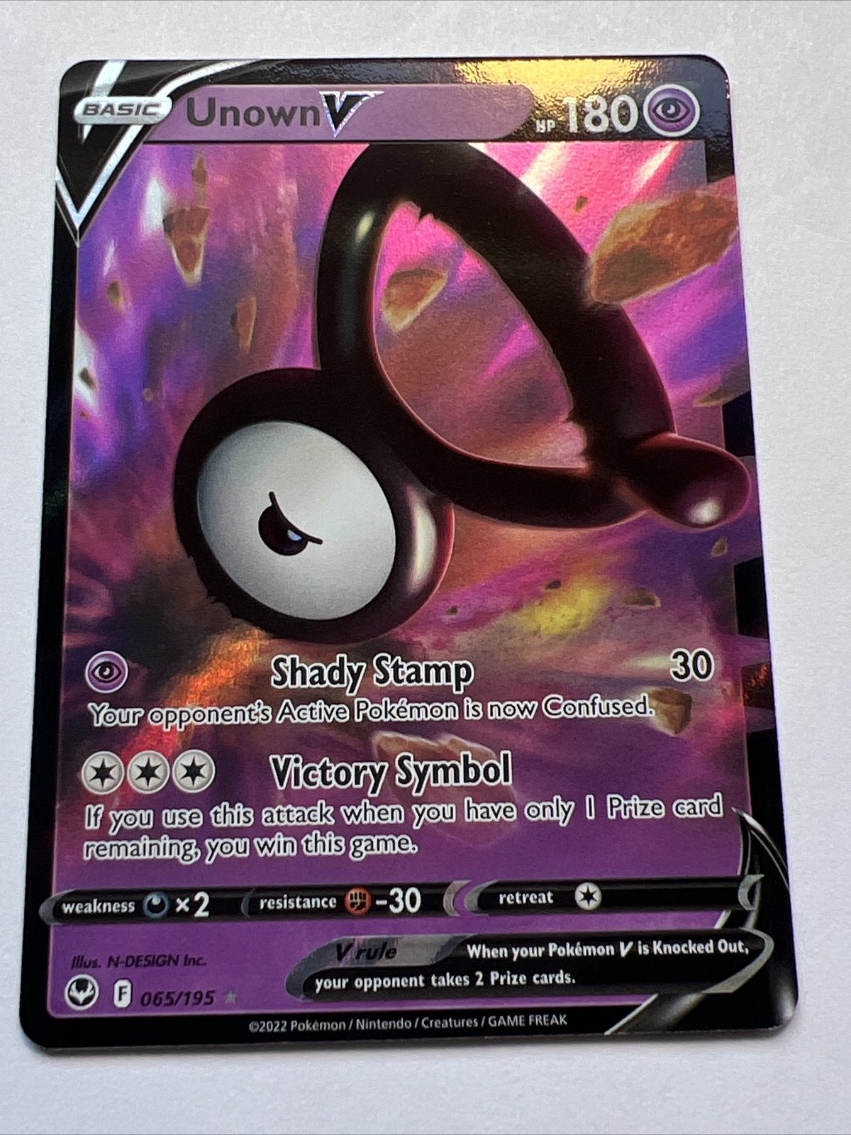 Pokemon TCG Card - Unown V 65/195 - Ultra Rare Holo NM - Pokemon Silver Tempest