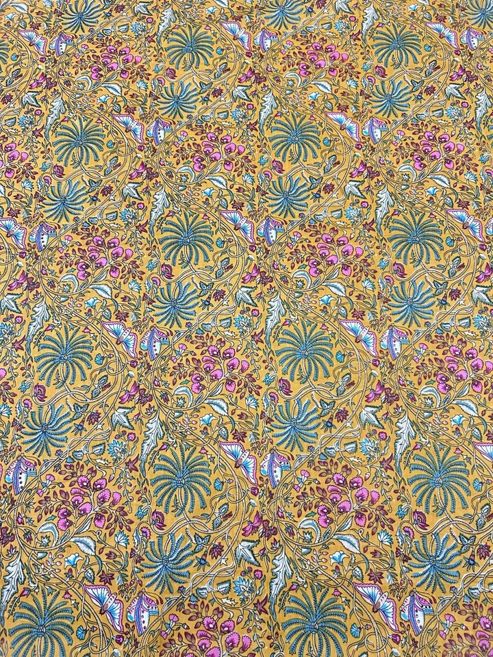 Tela artesanal de costura 100 % algodón con estampado floral de bloque de man... - Imagen 3 de 4