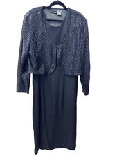 Anthony Mark Hankins Dress Women's 18 Black  Party Cocktail Long Sequin Wedding
