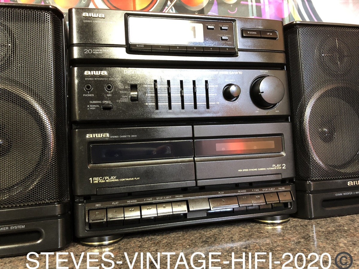 Aiwa CA-W70K CARRY COMPONENT SYSTEM RADIO, TWIN TAPE! SERVICED