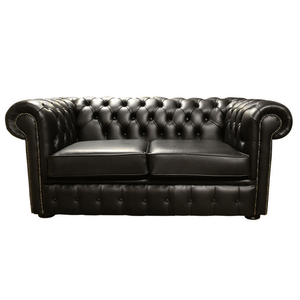 Details About Chesterfield Pure Leather Two Seater Sofa Bed Sy Black Vintage Uk Handmade