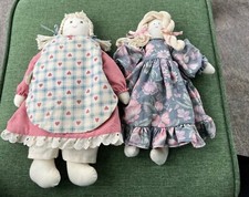Two Vintage Country style Folk Cloth Dolls , handcrafted