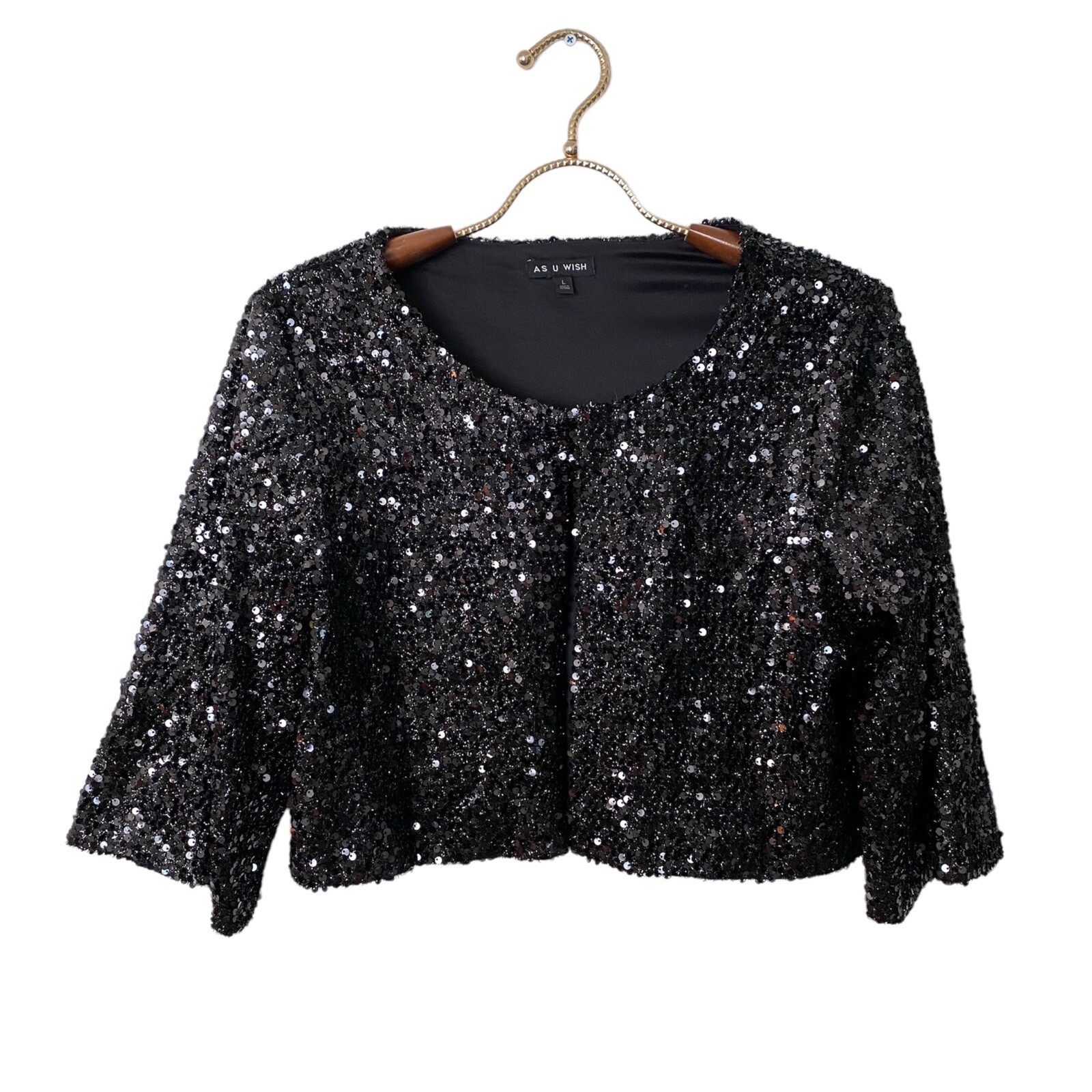 Black Sequin Bolero Jacket Women’s Large Gem