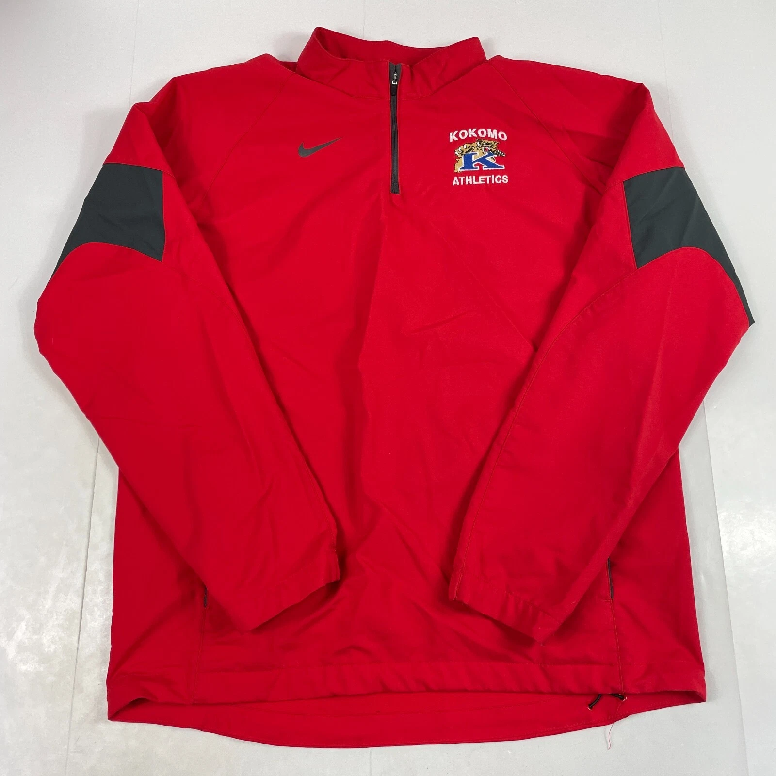 Nike Jacket Men Large Red Dri Fit 1/4 Zip Long Sleeve Workout Gym Running Kokomo
