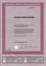 Deutsche Lufthansa AG, K&ouml;ln, Inhaber-Optionsschein, 1967 (50 DM)