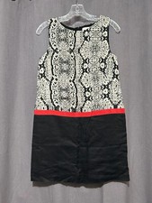 Loft Ann Taylor Linen Snakeskin with Red Accent Black Lining Sleeveless Size 6
