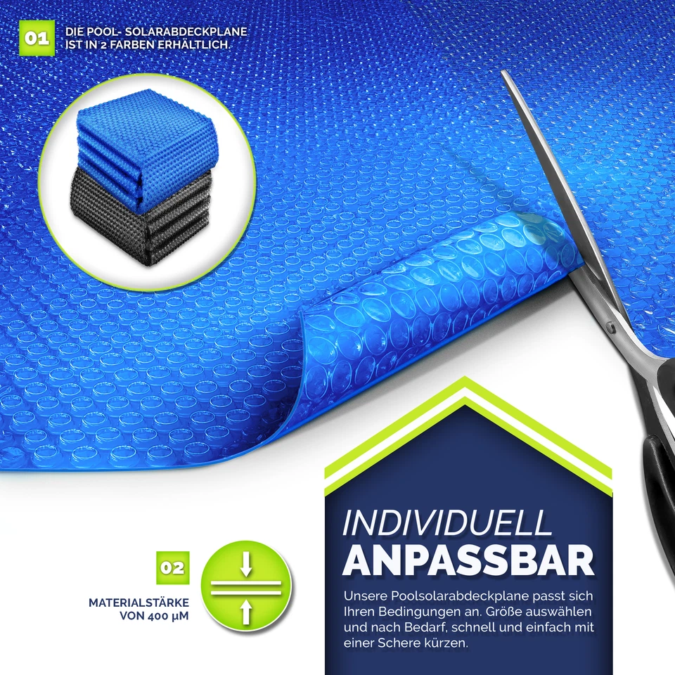 Pool Solarfolie 400 my Solarplane Solarheizung Solarabdeckplane Wärmeplane Folie - Bild 2 von 4