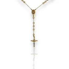 Diamond-Cut Cross Rosary Crucifix Chain Necklace 10K Yellow Gold