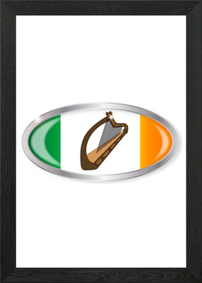 Irische Flagge Oval Knopf Gerahmt Wandbild Poster Leinwanddruck Bild