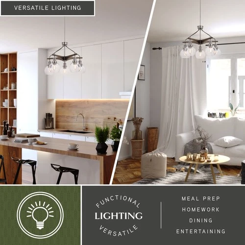 Vaxcel Lighting H0256 Avondale 5 Light 25"W Globe Chandelier - Satin Nickel / - Picture 9 of 11