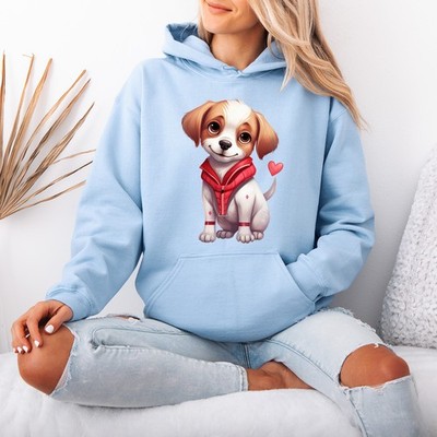 Süße rote Welpe Jacke Hunde Tiere Damen Hoodie Pullover Sweatshirt