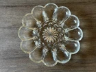 Vintage Anchor Hocking Heavy Clear Glass 10” Deviled Egg Plate Dish Tray