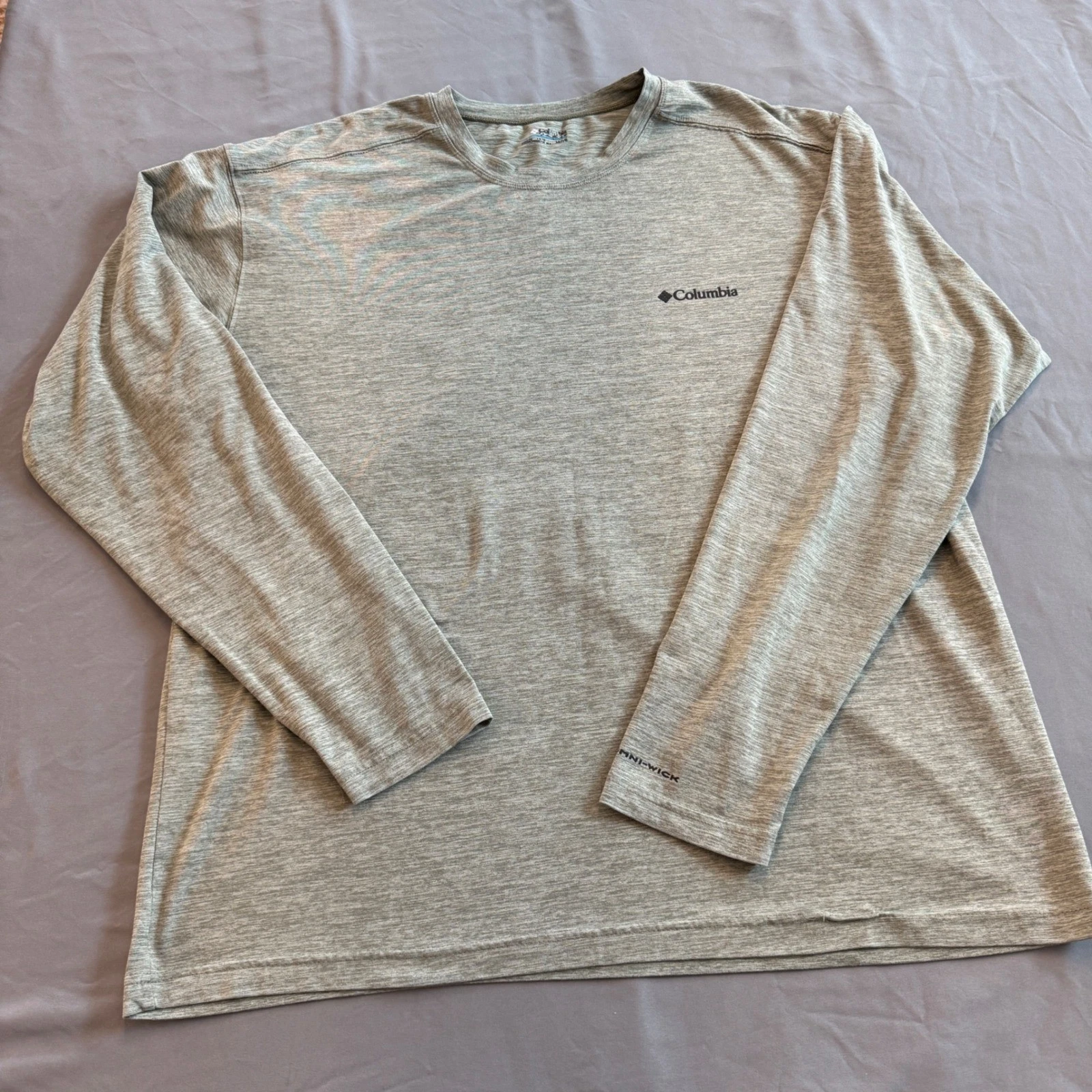 Columbia Mens Omni-Wick Long Sleeve T-Shirt Heather Greeen XL Activewear Hiking