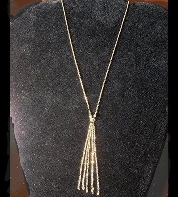 Vintage 14K Gelbgold Italien Quaste Halskette 1,7 g 18 Zoll Schiebeperlen Lariat Y-Design