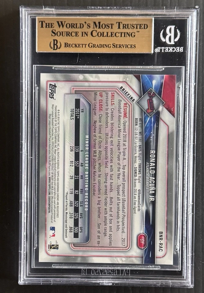 2018 Bowman Chrome- Ronald Acuna Jr. RC #BNR-RAC BGS 9.5 - Image 2 of 2