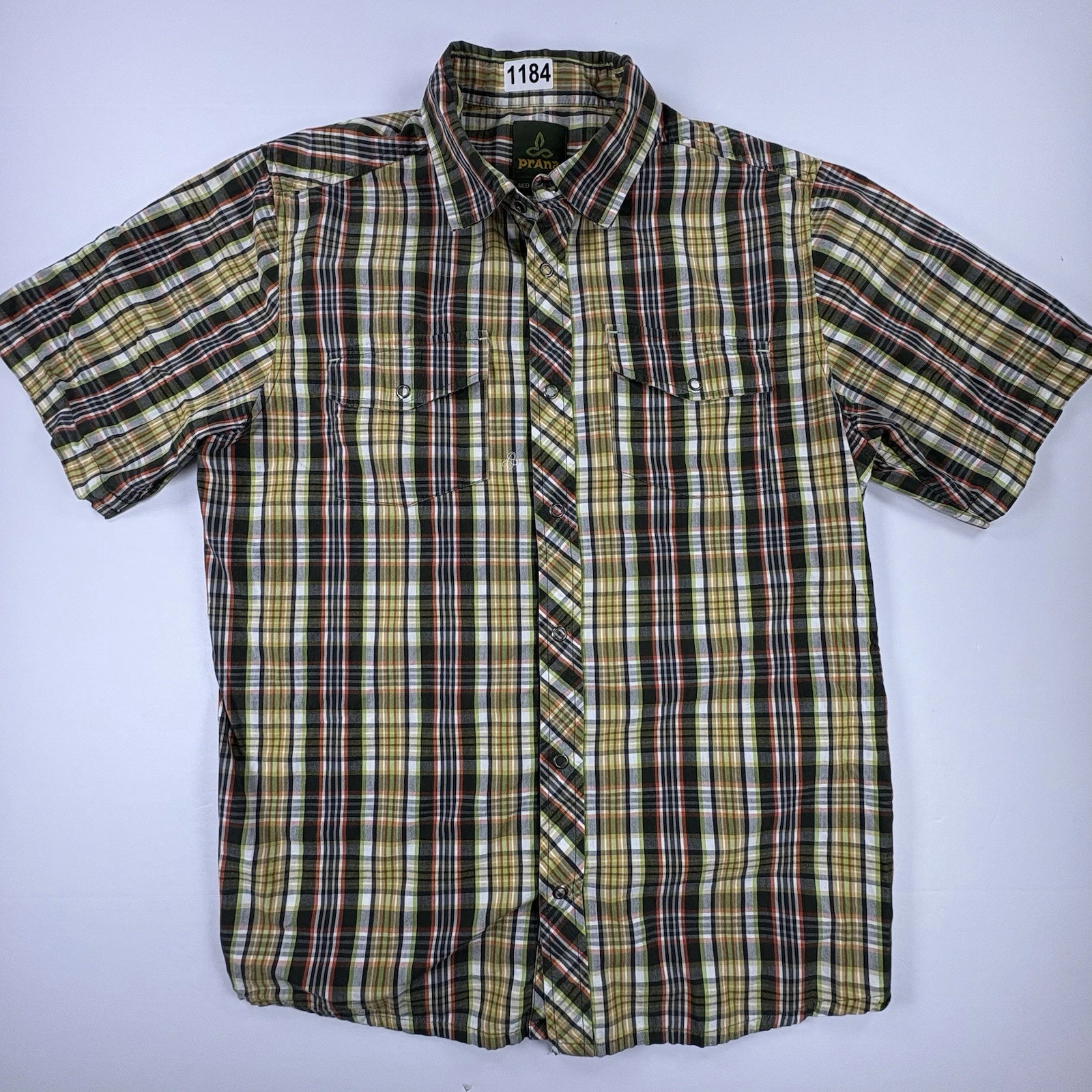 Prana Plaid Shirt Men’s Medium Outdoor Hiking Organic Cotton Button Up