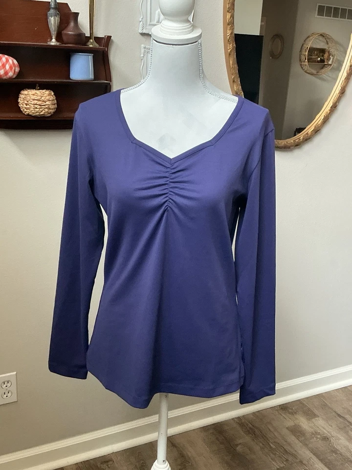 Женский топ Merrell Opti-Wick фиолетовый с V-образным вырезом с длинным рукавом размер средний - Изображение 2 из 4