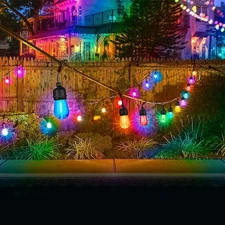 Outdoor String Lights, 16 ft. Multi-Color, Remote 10 Bulbs Dimmable Led Patio